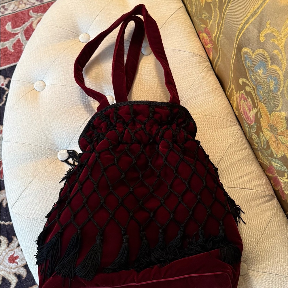Anne Klein Red Velvet Bag - Picture 9 of 10